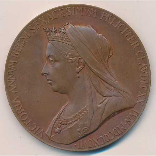 120 - Queen Victoria 1897 bronze 56mm Jubilee medal in case of issue.