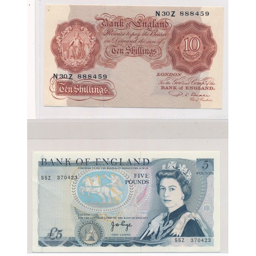 340 - Collection of English banknotes with £5 Page 55Z, 10 shillings Beale N30Z uncirculated, Warren-Fishe... 