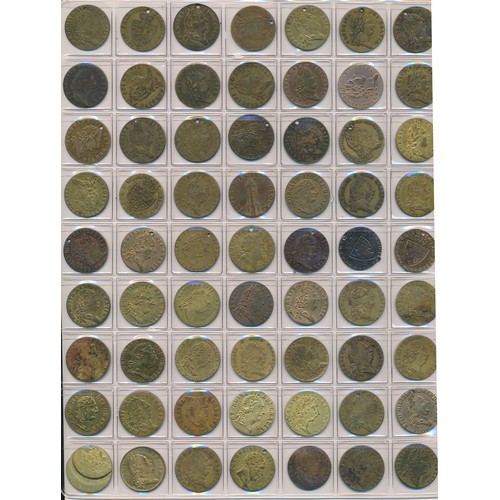 137 - A large selection of Georgian (predominantly George III) gaming tokens, various dates, sizes and con... 