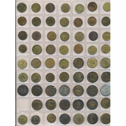 137 - A large selection of Georgian (predominantly George III) gaming tokens, various dates, sizes and con... 