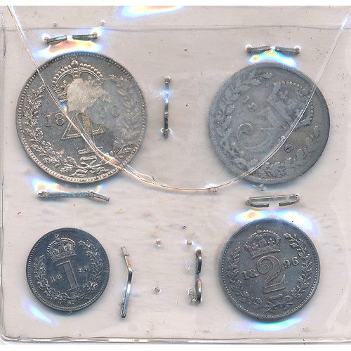 188 - 1896 Maundy set extremely fine, apart from circulated 3 pence, some toning.