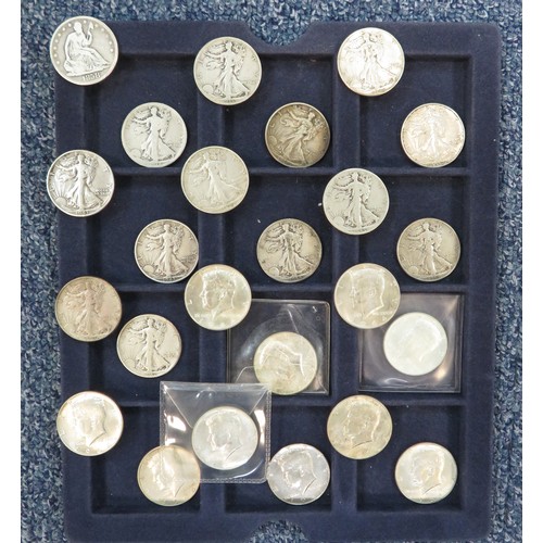 315 - USA half dollars (24), in mixed condition with 1858, 1918, 1936, 1938, 1941, 1942, 1943 (2), 1944 (2... 