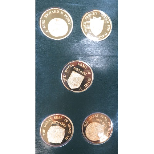 126 - A History of the English-Speaking Peoples set of 50 22ct gold-plated sterling silver proof 45mm meda... 