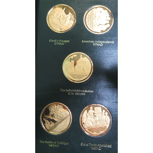 126 - A History of the English-Speaking Peoples set of 50 22ct gold-plated sterling silver proof 45mm meda... 