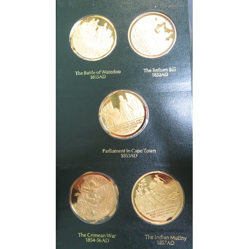 126 - A History of the English-Speaking Peoples set of 50 22ct gold-plated sterling silver proof 45mm meda... 