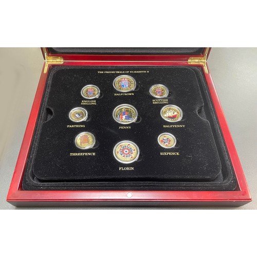 212 - Collection of gold plated and coloured coin sets with 