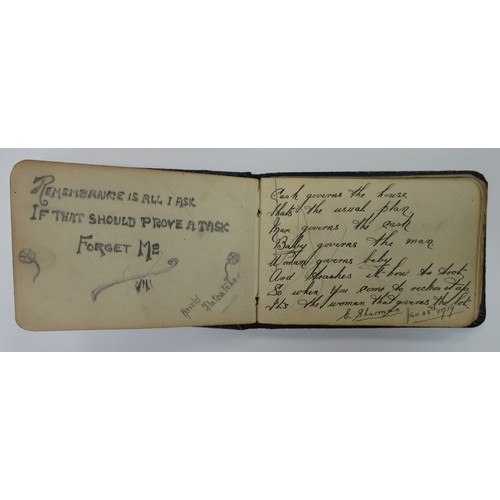 65 - First World War very interesting notebook/autograph book/sketchbook with various messages, poems and... 