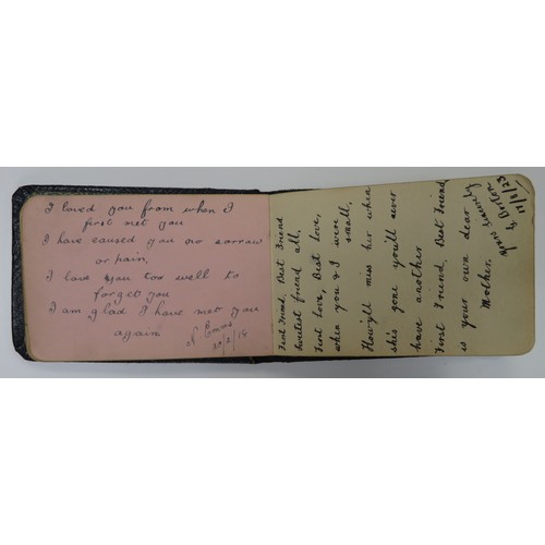 65 - First World War very interesting notebook/autograph book/sketchbook with various messages, poems and... 