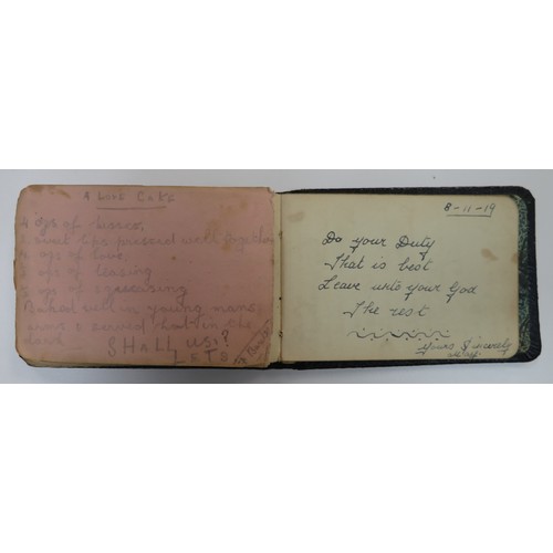 65 - First World War very interesting notebook/autograph book/sketchbook with various messages, poems and... 