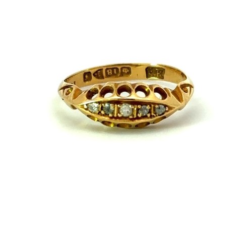 41 - Early 20th Century 18ct gold ring set with 5 single cut diamonds, size J, Chester hallmarks weight 2... 