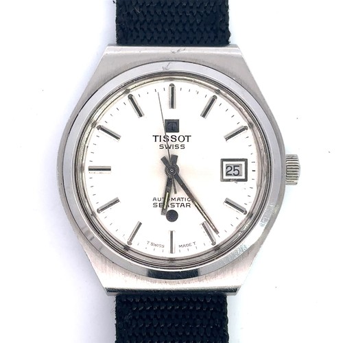 94 - 1970s Tissot Automatic Seastar watch. Mechanical movement. Baton hour markers, date display. Watch i... 