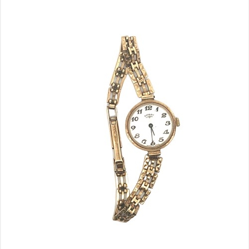 91 - A Rotary ladies 9ct gold bracelet watch. Manual movement. Arabic numerals. Total weight 15.7g approx... 