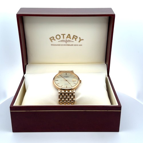 79 - Rotary 9ct gold watch with 9ct gold bracelet. Quartz movement, baton numerals and date display. Case... 