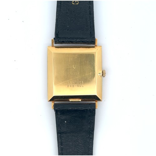 156 - Jacey Swiss 18ct gold 1960's mechanical watch with black leather strap, in box, total watch weight 2... 