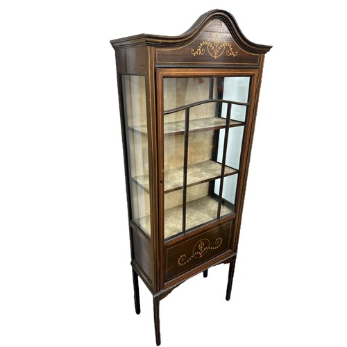 249 - Glass Fronted wooden cabinet with opening front door, three display shelves with further shelf out-o... 