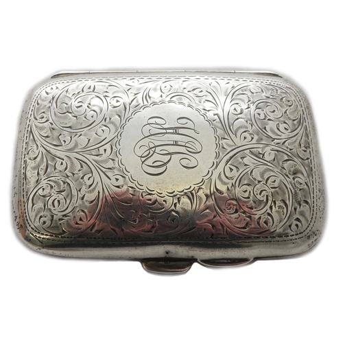 76 - 2 silver finger purses and a silver compact all engraved with foliate decoration. Includes a George ... 