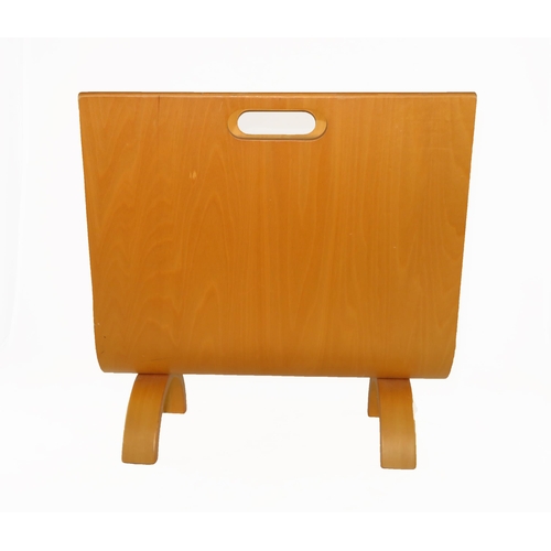 280 - Alvar Aalto style bent wooden Magazine Rack. Height 41cm, width 25cm.