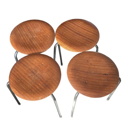 306 - Four Arne Jacobsen for Fritz Hansen (style) 20th Century Three Leg ‘Dot’ Stools. Each stool having s... 