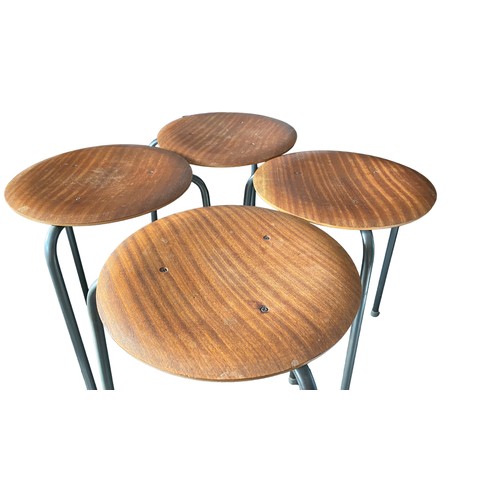 306 - Four Arne Jacobsen for Fritz Hansen (style) 20th Century Three Leg ‘Dot’ Stools. Each stool having s... 