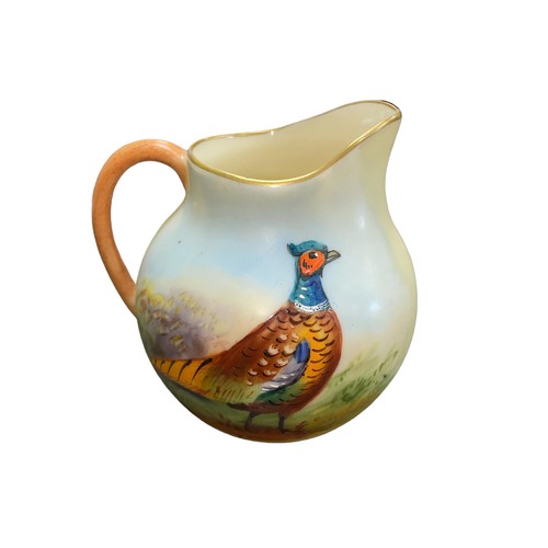 261 - Locke & Co, 1902-1914 miniature hand-painted jug with pheasant design. Green ‘Locke & Co LTD Shrub H... 