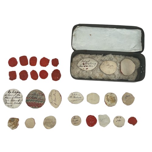 319 - Collection of wax seals on paper (28), from 20mm to 45mm in diameter, some with hand written names a... 