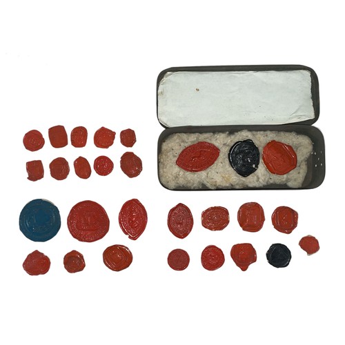 319 - Collection of wax seals on paper (28), from 20mm to 45mm in diameter, some with hand written names a... 