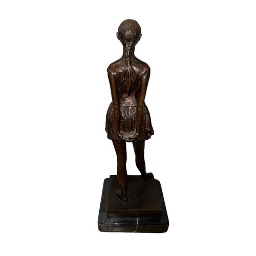 296 - After Edgar Degas (1834-1917) bronze figure modelled as young dancer / ballerina (La Petit Danseuse)... 