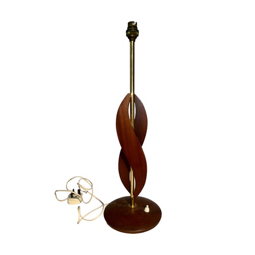 295 - An Italian art-deco style wooden and copper lamp, with simplistic ‘S’ shaped flowing decorative desi... 