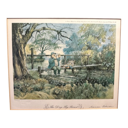 222 - Norman Thelwell, limited edition humorous fly-fishing print, ‘The Dry Fly Purist’ signed Norman Thel... 