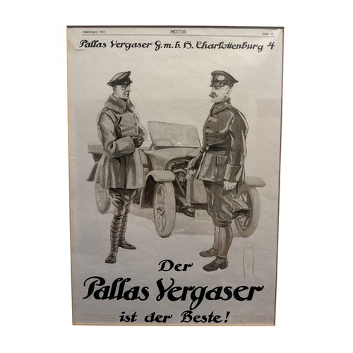 21 - A framed German Motor advertisement, März/April 1916, Seite 19 Pallas Vergaser G.m.b. h. Charlottenb... 