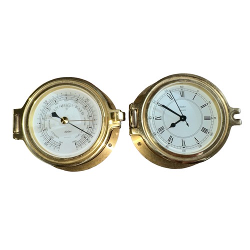 161 - Pair of boxed Diplex brass instruments, to include; a Diplex Quartz brass Maritime clock with 3½“ di... 