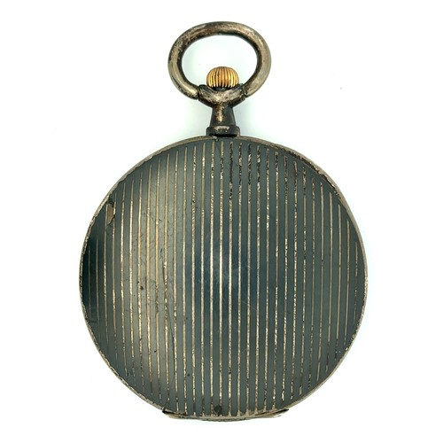 110 - A gents silver Record pocket watch, with pin stripe pattern. Swiss made. 15 Jewels Swiss Made mechan... 