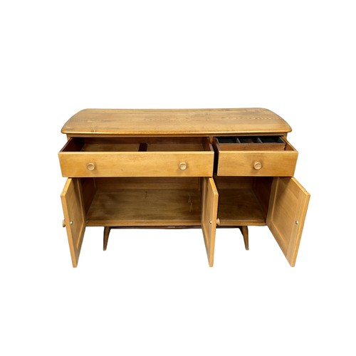 193 - Mid 20th Century Ercol sideboard with tapering legs, two drawers (one 72cm the other 36cm), three lo... 