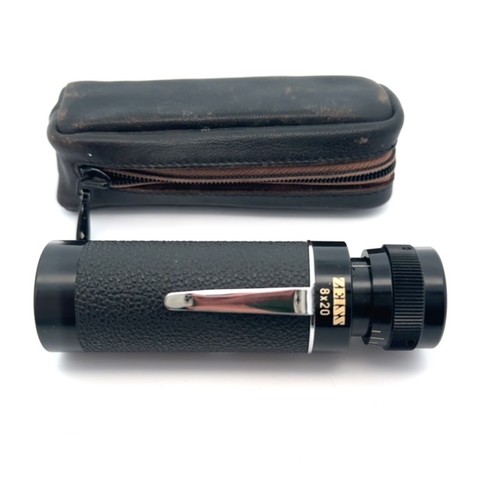 170 - A Zeiss 8x20 optical miniature telescope from West Germany with pocket clip and original leather cas... 