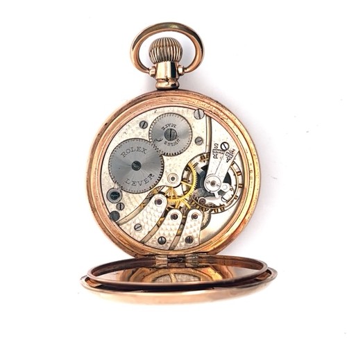 112 - Rolex Gold Plated Lever pocket watch, signed movement, signed dial with roman numerals, minute track... 