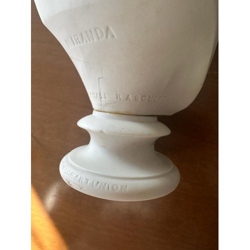 250 - A Copeland parian bust ‘Miranda’ raised on a socle, after W C Marshall R A Sculpt, inscribed to socl... 