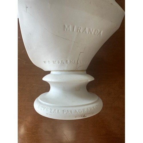 250 - A Copeland parian bust ‘Miranda’ raised on a socle, after W C Marshall R A Sculpt, inscribed to socl... 