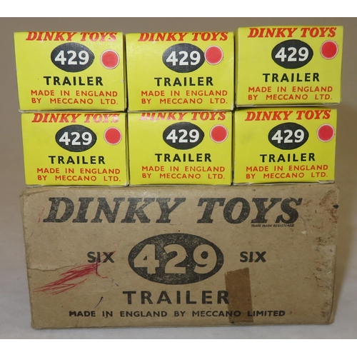 225 - Dinky. Trade pack of six Trailer red with red plastic hubs No. 429, generally excellent in excellent... 