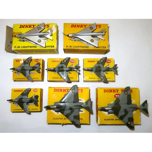 240 - Dinky. Collection of Jet Fighter aircraft, generally excellent in good plus to good boxes, with Glos... 