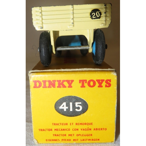 292 - Dinky. Mechanical Horse and Open Wagon No. 415, excellent to good plus in good plus box (small tear ... 