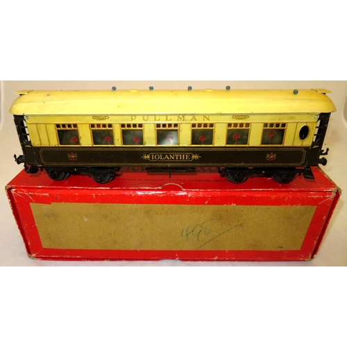 47 - Hornby. O gauge Pullman Iolanthe bogie coach, generally excellent to good plus (interior windows una... 