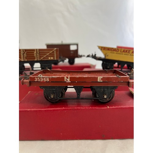 50 - Hornby. O gauge wagons, generally good plus to good in good to fair boxes, with LMS No.1 Wagon, LMS ... 