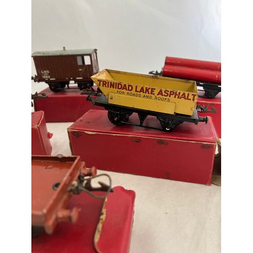 50 - Hornby. O gauge wagons, generally good plus to good in good to fair boxes, with LMS No.1 Wagon, LMS ... 