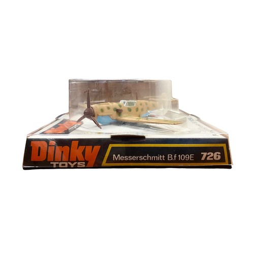 271 - Dinky. Messerschmitt BF109E  battery operated (untested) No. 726, excellent in excellent clear bubbl... 