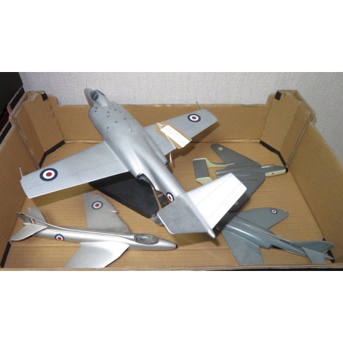 155 - Diecast. Collection of larger scale from 1/48th upwards British jet fighter metal display models (so... 