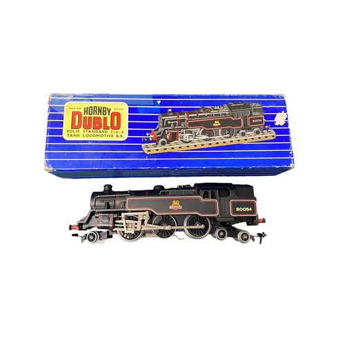 19 - Hornby Dublo. 3-rail  BR black 80054 2-6-4 Tank locomotive No. EDL18, generally excellent in excelle... 