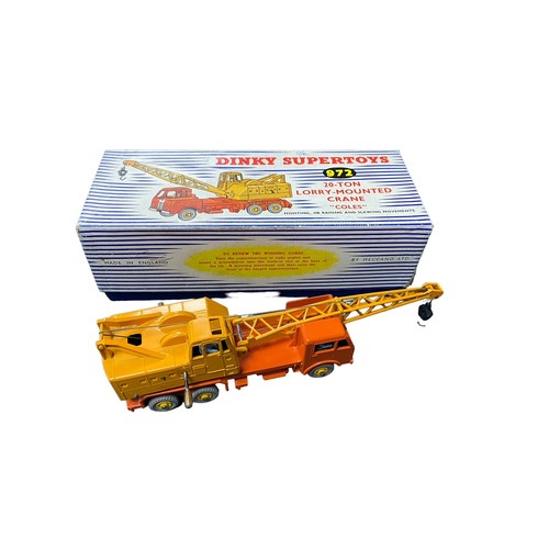 232 - Dinky. Coles 20-ton Lorry Mounted Crane Truck No. 972, generally excellent in excellent Supertoys wh... 