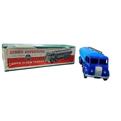 201 - Dinky. Foden 14-Ton Tanker (1st type) No. 504, generally excellent in excellent Dinky Supertoys labe... 