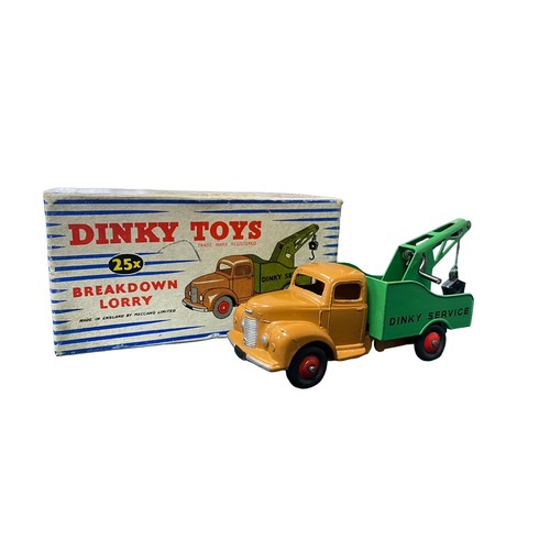 249 - Dinky. Breakdown Lorry No. 25x, generally excellent in excellent to good plus Dinky Toys blue and wh... 