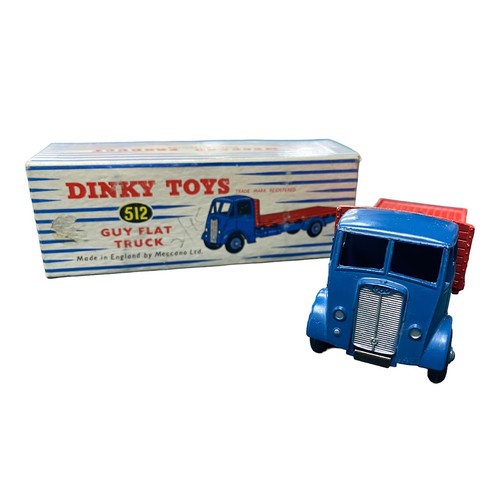 206 - Dinky. Guy Flat Truck No. 512, generally excellent in excellent to good plus Dinky Toys blue and whi... 